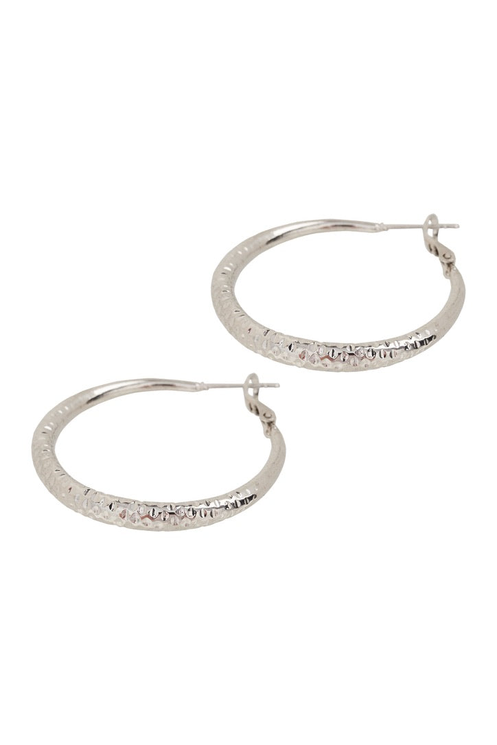 NORSE TEXTURED HOOP EARRING | SILVER