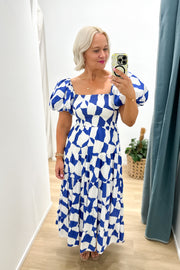 Mirra Dress | Blue Geo