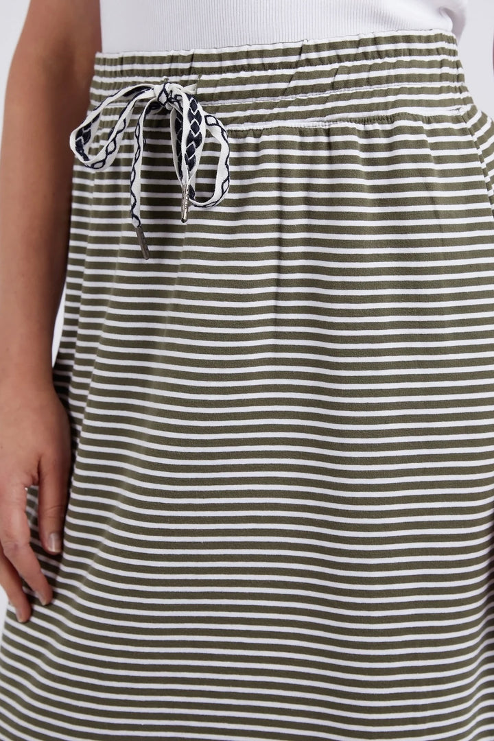 Travel Skirt | Khaki + White Stripe