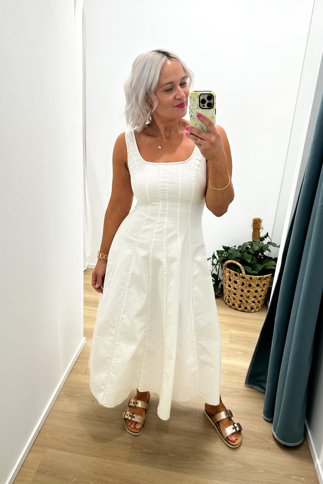 Sophia Denim Dress | White