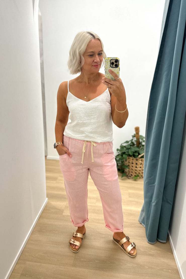 Luxe Linen Pants | Candy Pink