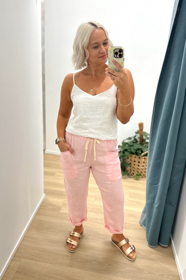 Luxe Linen Pants | Candy Pink