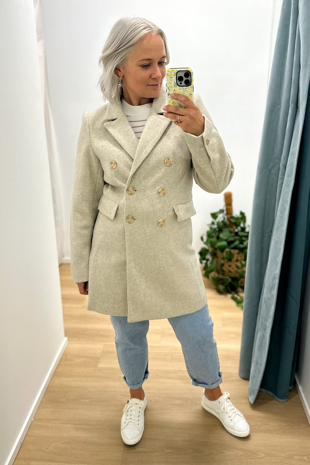 Beige Marle Double Breasted Coat