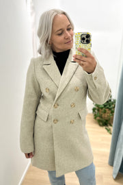 Beige Marle Double Breasted Coat